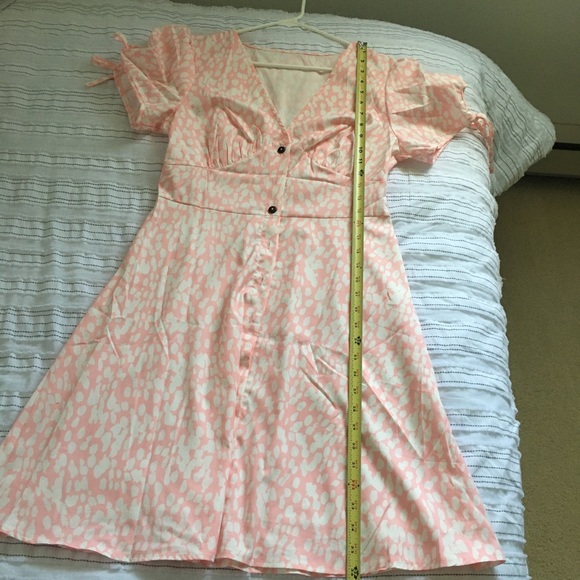 Printed V Neck Casual Dress w Tie Sleeve - Picture 8 of 9